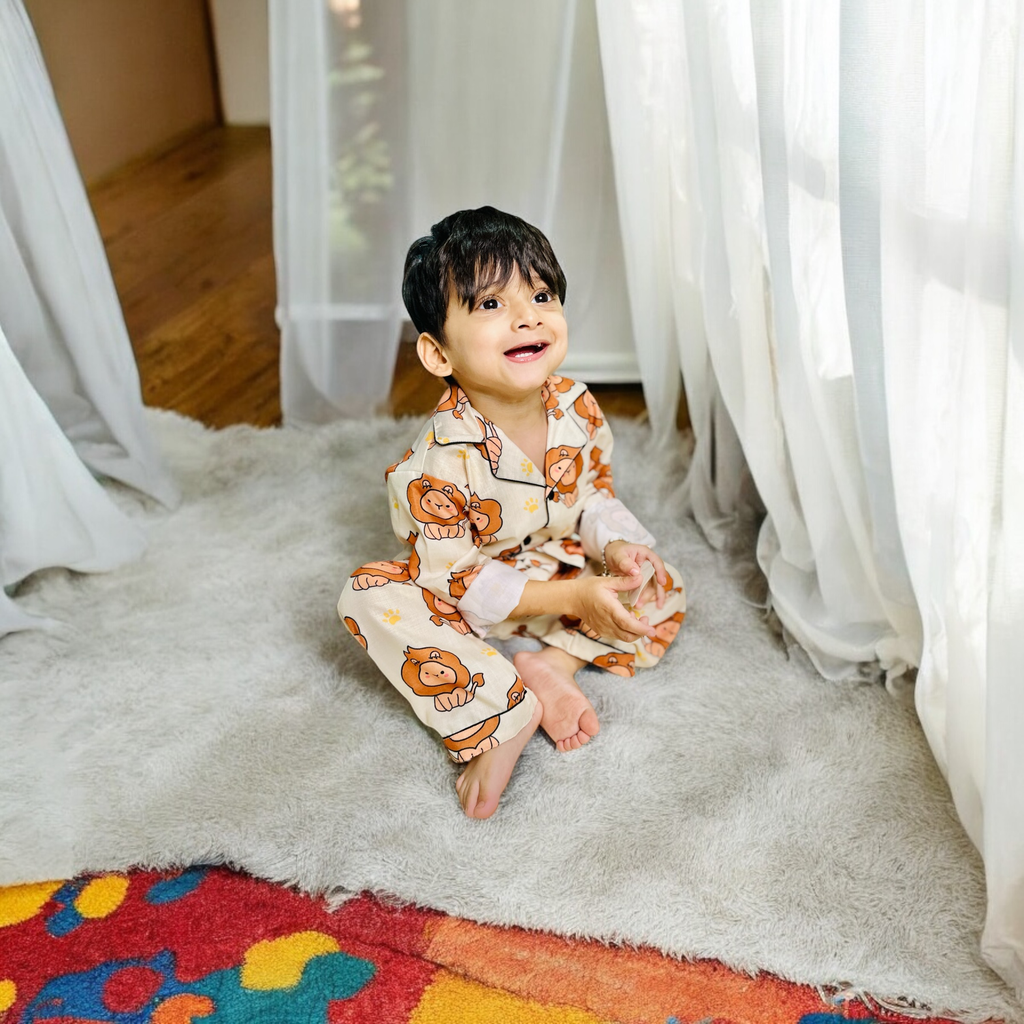 Beige Lion Print Full Sleeves