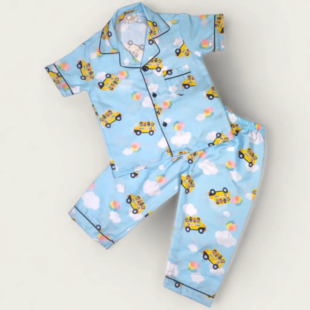 Light Blue "Wheel on The Bus" Half Sleeves