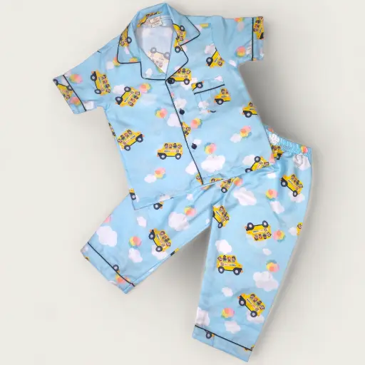 Light Blue "Wheel on The Bus" Half Sleeves