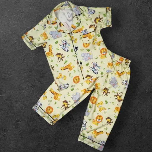 Yellow Animal Print Half Sleeves