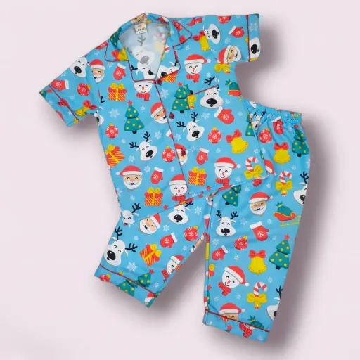 Blue Christmas Theme Half Sleeves